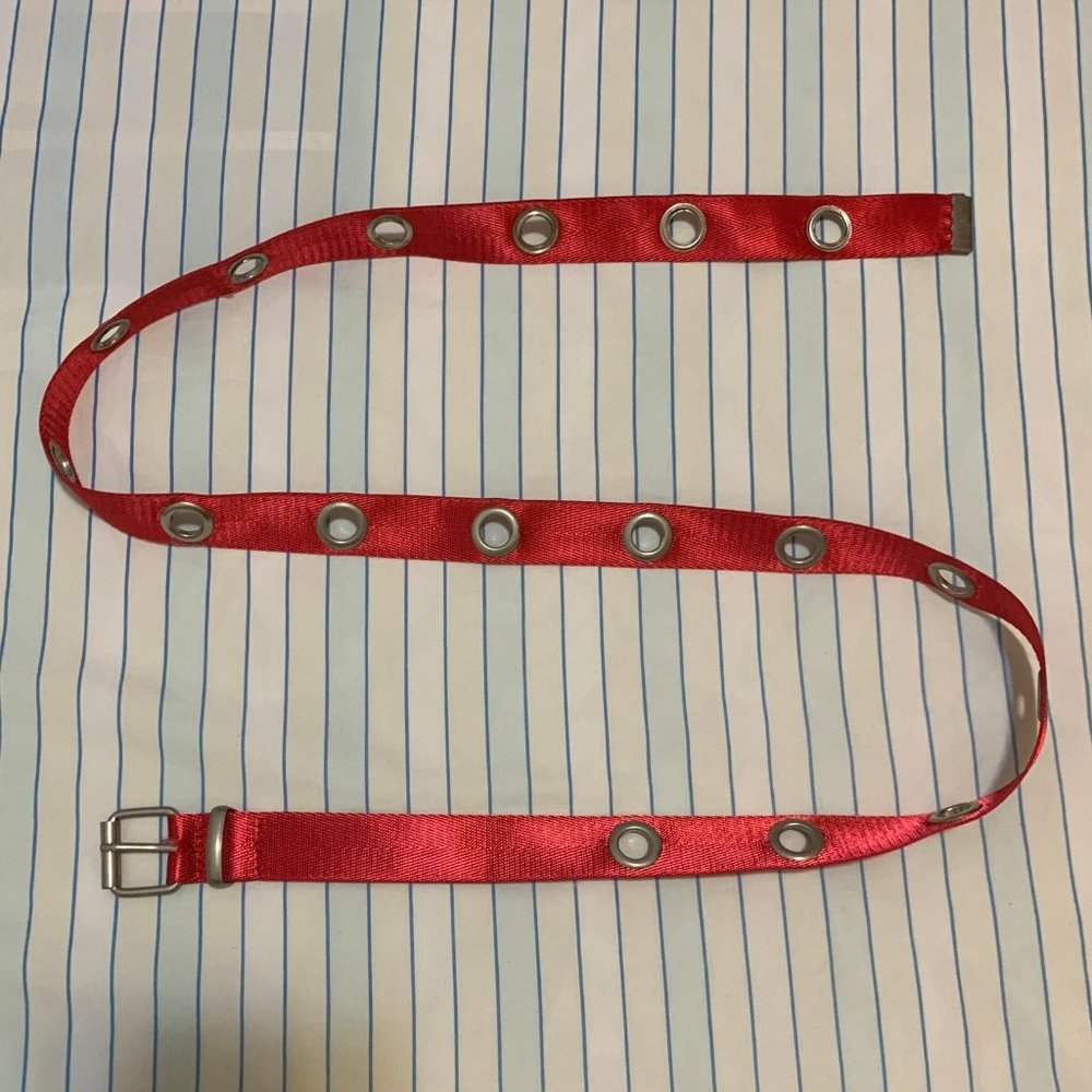 Red Oversized Big Large Grommet Belt Silver Hardware Y2k Streetwear Bright